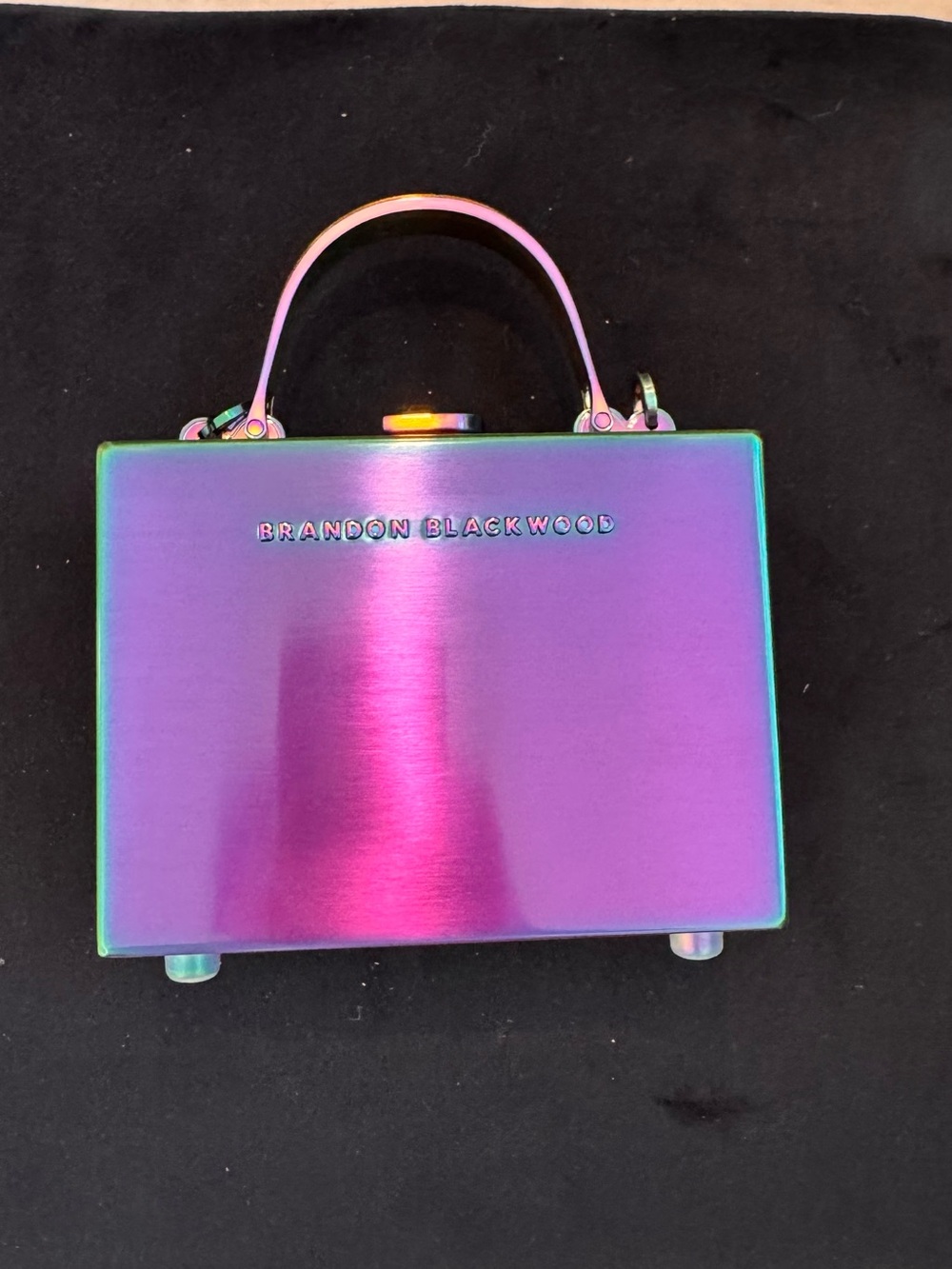 Brandon Blackwood Iridescent Metallic Pink-Purple Box Clutch